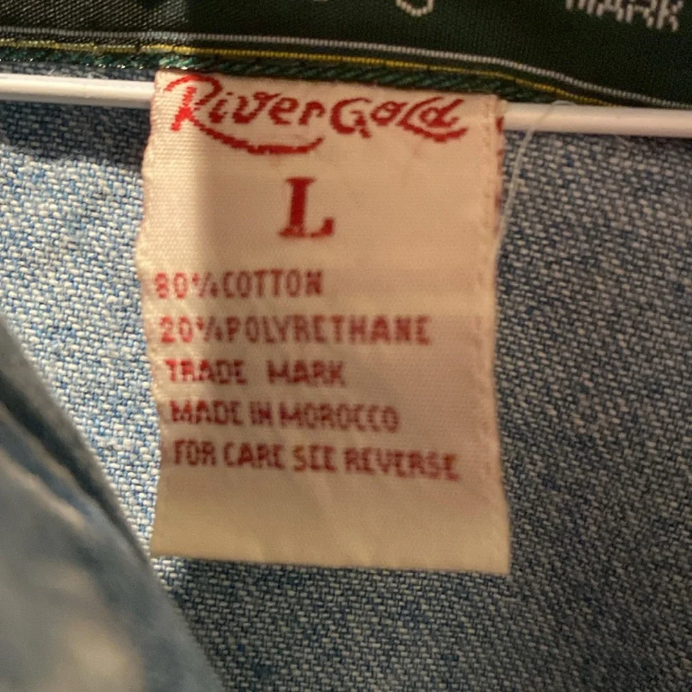 Rivergold Ladies Denim and Suede Snap Button‎ Long Sleeve Shirt.  Size Large. - Picture 6 of 9